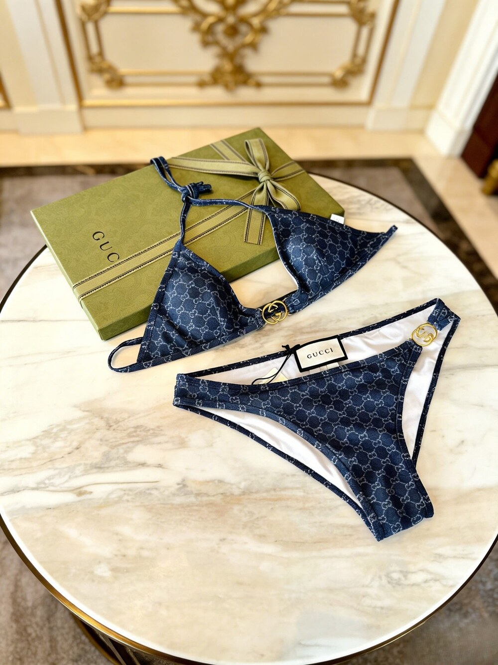 Gucci GG Print Triangle Bikini Set